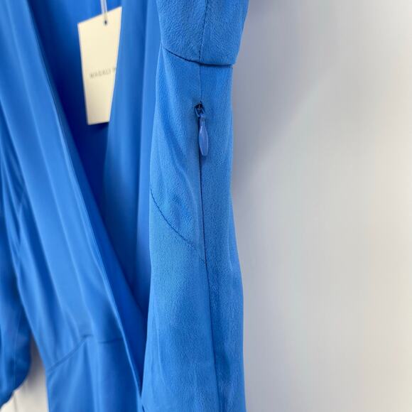 Magali Pascal | NWT Electric Blue Milena Dress Silk Blend Gathered Midi S - Picture 6 of 12